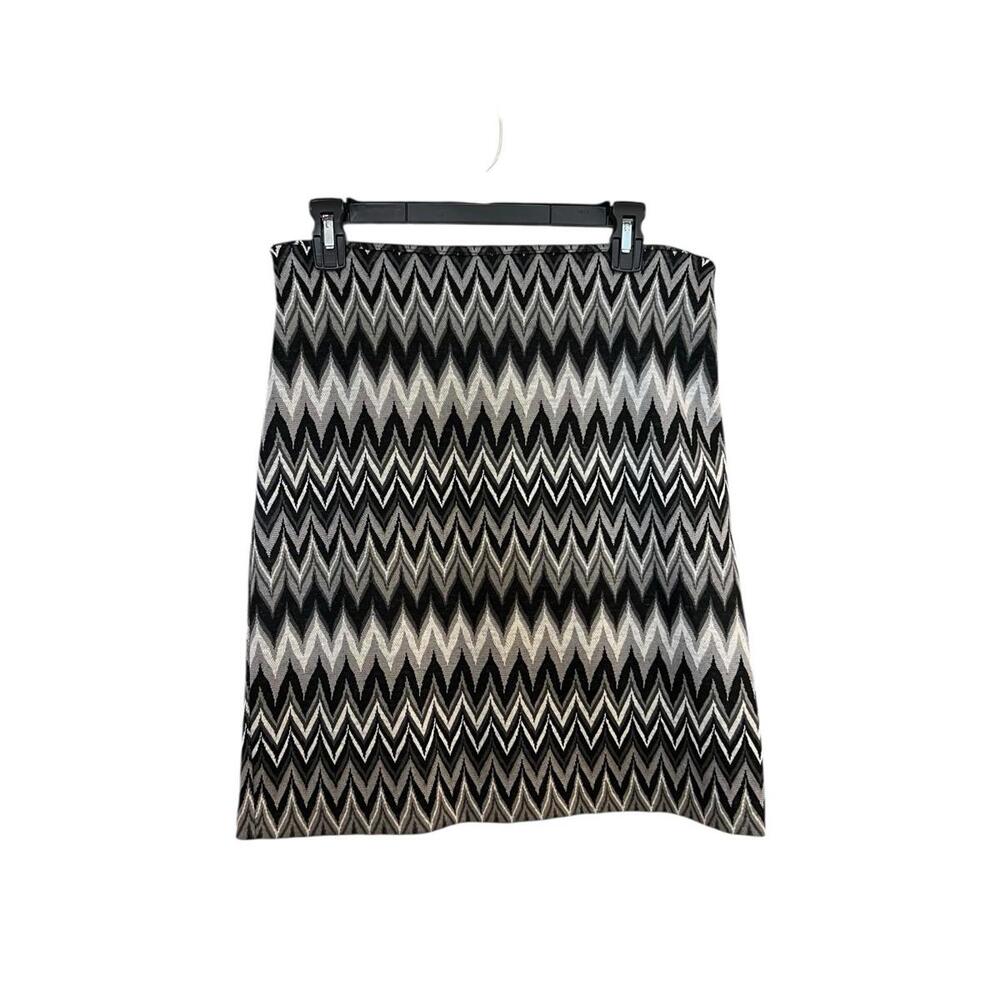 Studio Point black gray chevron knit stretch pull-on mini skirt women 4